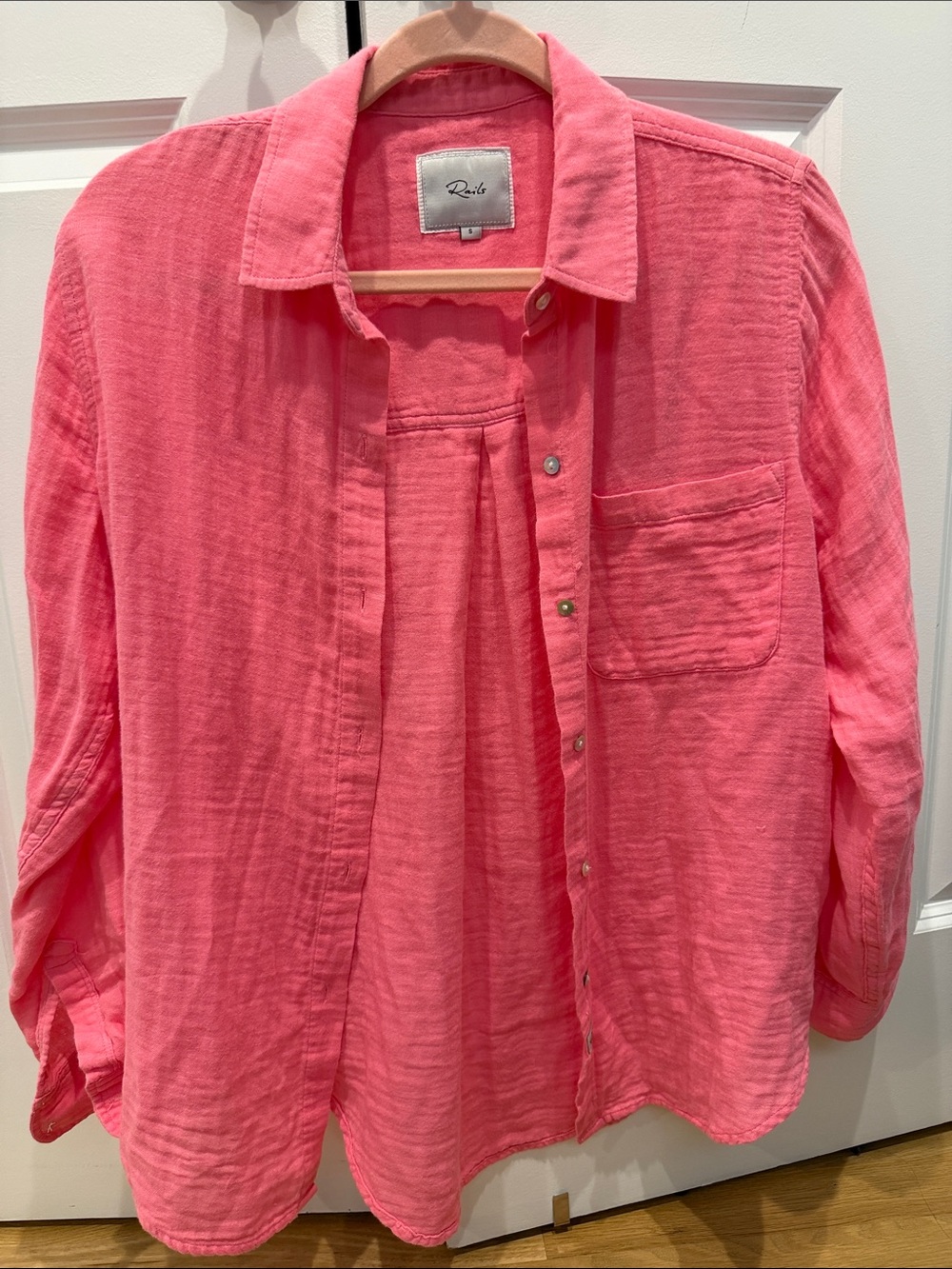 Rails Coral Button-Down Cotton Shirt